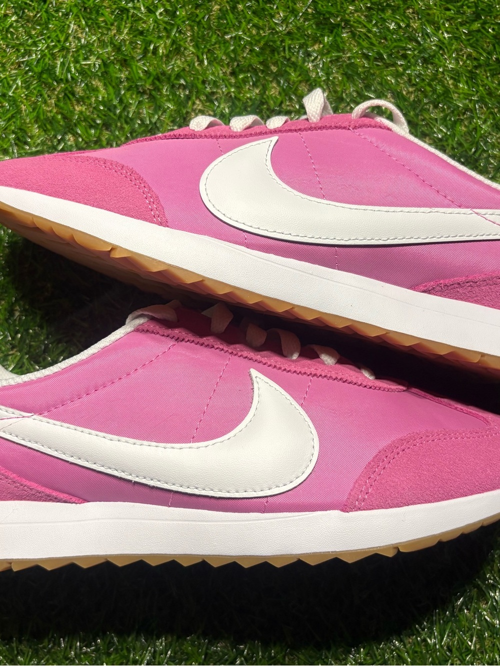 Nike Women's Pink Running Style Sneakers with White Swoosh